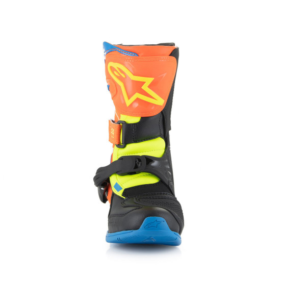 Bottes enfant cross Alpinestars Tech 3S - Orange Fluo Enamel Bleu (du 28 au 33)