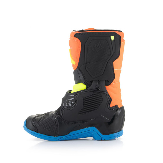 Bottes enfant cross Alpinestars Tech 3S - Orange Fluo Enamel Bleu (du 28 au 33)