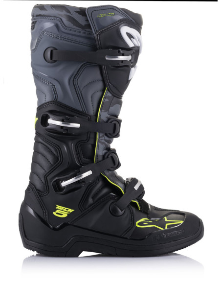Bottes cross Alpinestars Tech 5 - Noir Gris Jaune Fluo