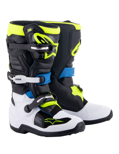 Bottes cross enfant Alpinestars Tech 7S - Noir Bleu Jaune Fluo