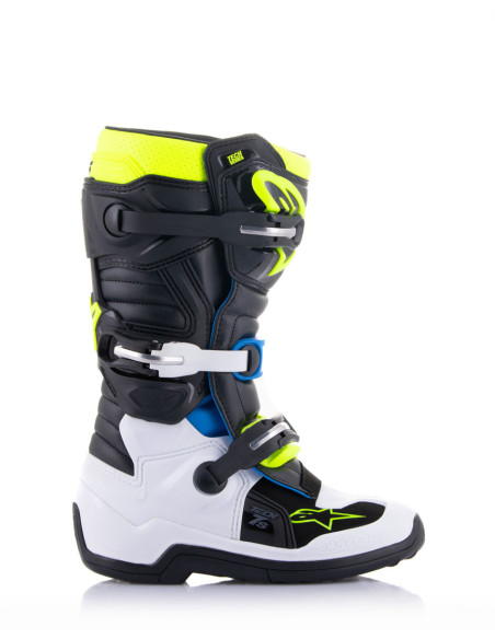 Bottes cross enfant Alpinestars Tech 7S - Noir Bleu Jaune Fluo