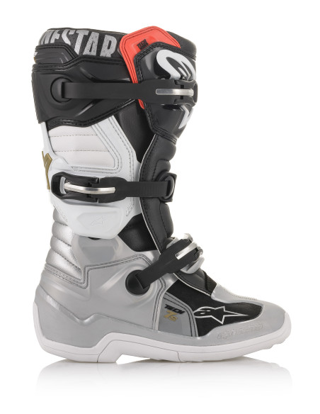 Bottes cross enfant Alpinestars Tech 7S - Noir Argent Blanc Or