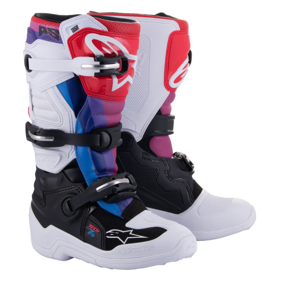 Bottes cross Alpinestars Tech 7S - Blanc Noir Rainbow