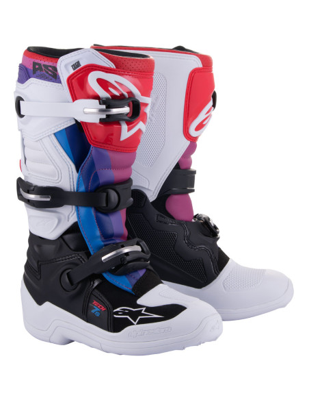 Bottes cross Alpinestars Tech 7S - Blanc Noir Rainbow
