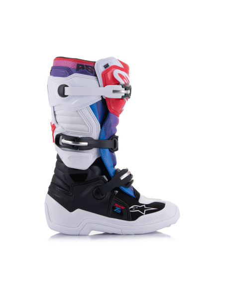 Bottes cross Alpinestars Tech 7S - Blanc Noir Rainbow