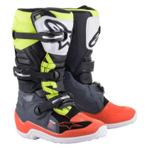 Bottes cross enfant Alpinestars Tech 7S - Gris Rouge Jaune