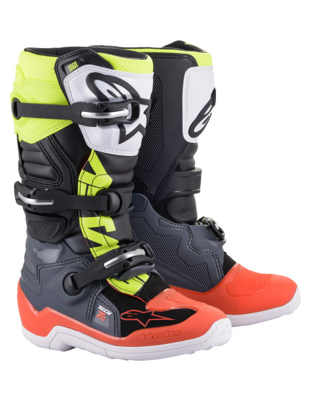 Bottes cross enfant Alpinestars Tech 7S - Gris Rouge Jaune