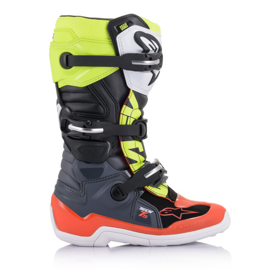 Bottes cross enfant Alpinestars Tech 7S - Gris Rouge Jaune