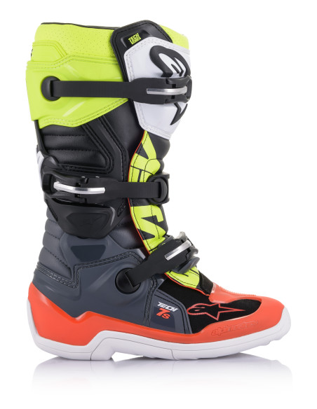Bottes cross enfant Alpinestars Tech 7S - Gris Rouge Jaune