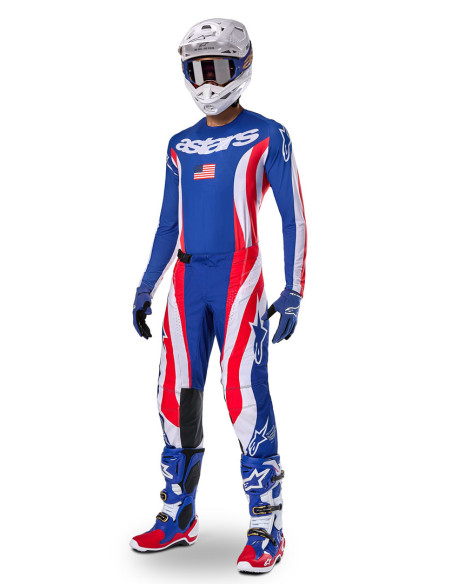 Pantalon cross Alpinestars 2024 Techstar Édition limitée Union Red Bud - Rouge Bleu Blanc