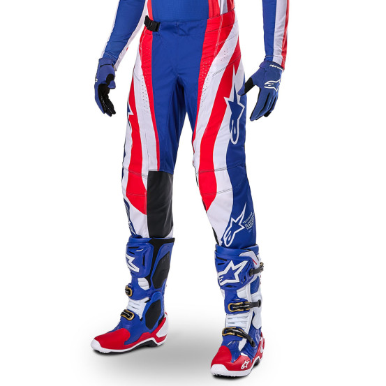 Pantalon cross Alpinestars 2024 Techstar Édition limitée Union Red Bud - Rouge Bleu Blanc