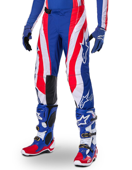 Pantalon cross Alpinestars 2024 Techstar Édition limitée Union Red Bud - Rouge Bleu Blanc