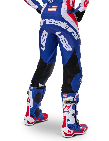 Pantalon cross Alpinestars 2024 Techstar Édition limitée Union Red Bud - Rouge Bleu Blanc