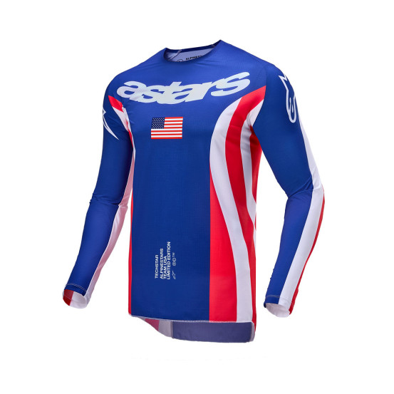 Maillot cross Alpinestars 2024 Techstar Édition limitée Union Red Bud - Rouge Bleu Blanc