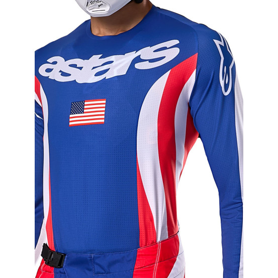 Maillot cross Alpinestars 2024 Techstar Édition limitée Union Red Bud - Rouge Bleu Blanc