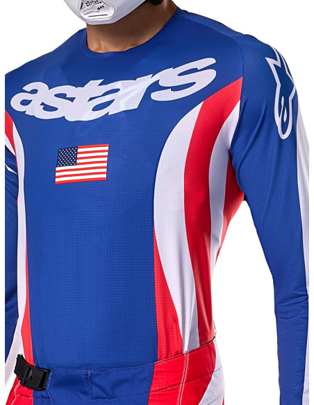 Maillot cross Alpinestars 2024 Techstar Édition limitée Union Red Bud - Rouge Bleu Blanc