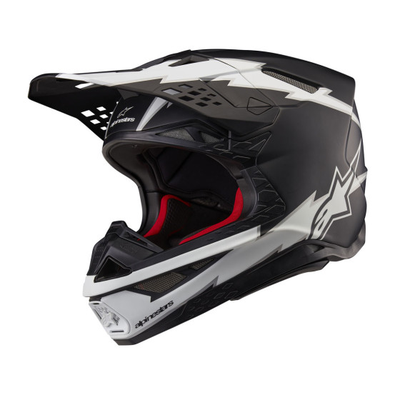 Casque cross Alpinestars S-M10 Supertech Ampress - Noir Blanc Mat