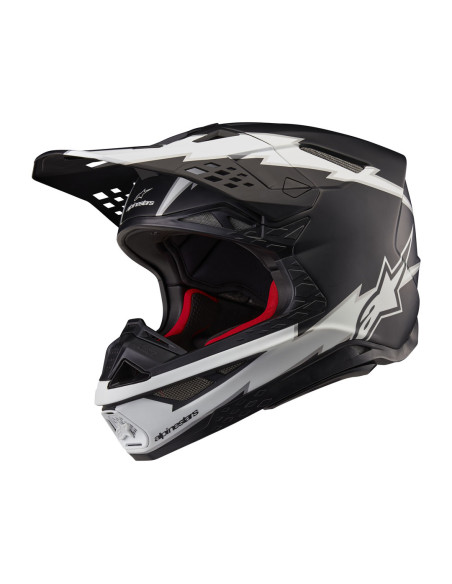 Casque cross Alpinestars S-M10 Supertech Ampress - Noir Blanc Mat