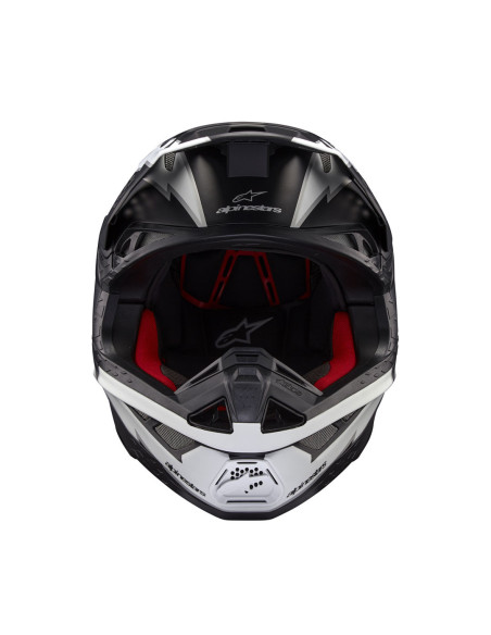 Casque cross Alpinestars S-M10 Supertech Ampress - Noir Blanc Mat
