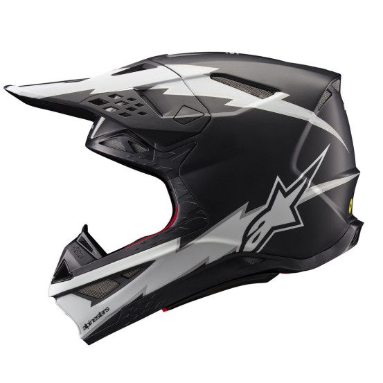 Casque cross Alpinestars S-M10 Supertech Ampress - Noir Blanc Mat