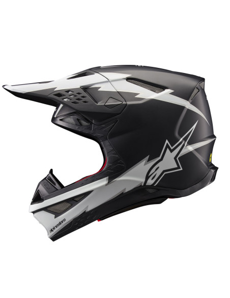 Casque cross Alpinestars S-M10 Supertech Ampress - Noir Blanc Mat