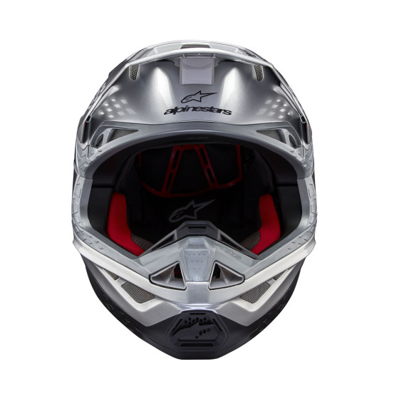 Casque cross Alpinestars S-M10 Supertech Flood - Argent Noir Orange Fluo M&G