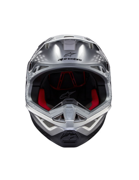 Casque cross Alpinestars S-M10 Supertech Flood - Argent Noir Orange Fluo M&G