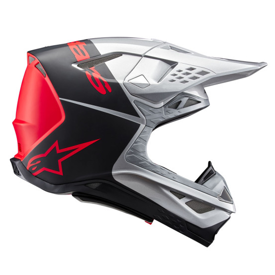 Casque cross Alpinestars S-M10 Supertech Flood - Argent Noir Orange Fluo M&G