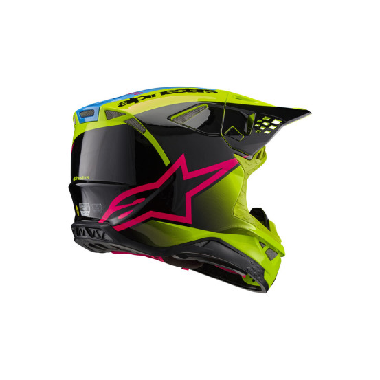Casque cross Alpinestars S-M10 Supertech Unite - Jaune Fluo Noir Diva Rose