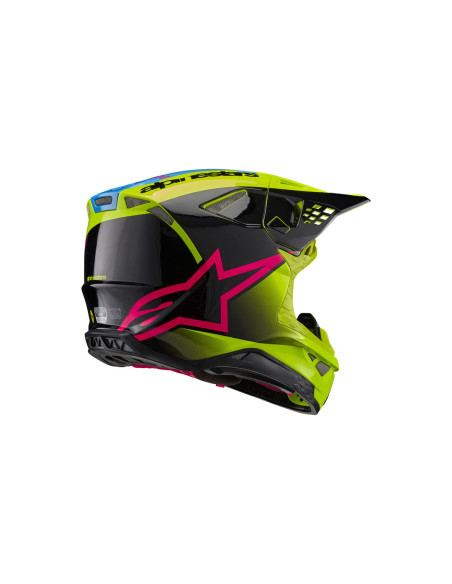 Casque cross Alpinestars S-M10 Supertech Unite - Jaune Fluo Noir Diva Rose