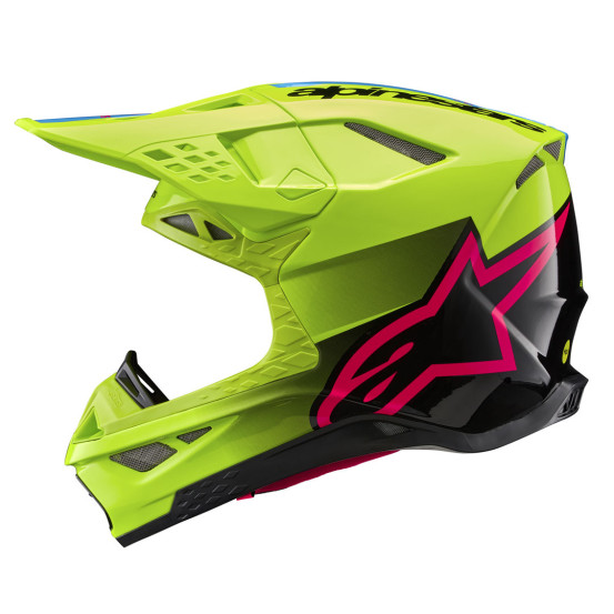 Casque cross Alpinestars S-M10 Supertech Unite - Jaune Fluo Noir Diva Rose