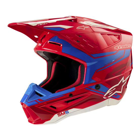 Casque cross Alpinestars S-M5 Action 2 - Rouge Bleu