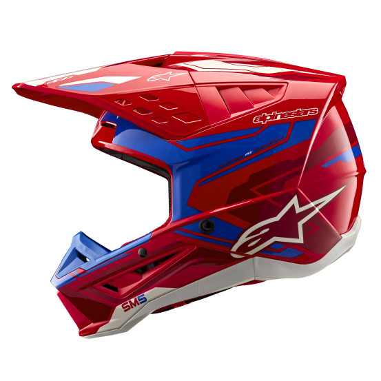 Casque cross Alpinestars S-M5 Action 2 - Rouge Bleu