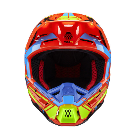 Casque cross Alpinestars S-M5 Action 2 - Orange Cyan Jaune Fluo