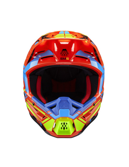 Casque cross Alpinestars S-M5 Action 2 - Orange Cyan Jaune Fluo
