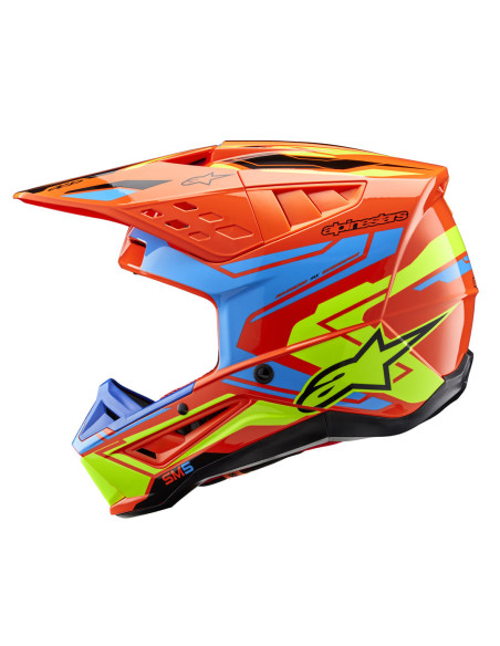 Casque cross Alpinestars S-M5 Action 2 - Orange Cyan Jaune Fluo