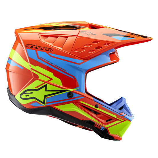 Casque cross Alpinestars S-M5 Action 2 - Orange Cyan Jaune Fluo