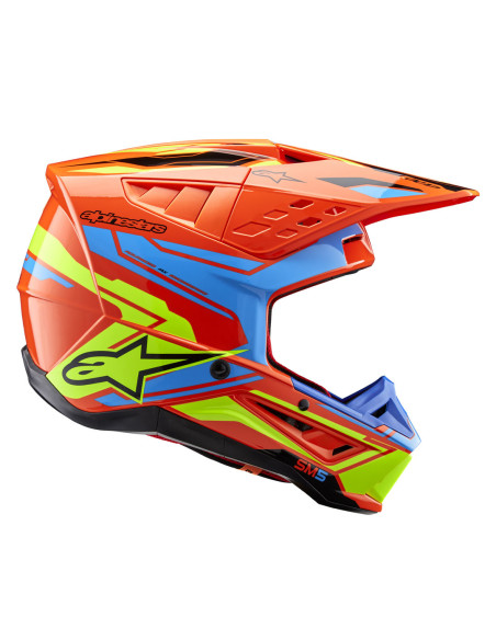Casque cross Alpinestars S-M5 Action 2 - Orange Cyan Jaune Fluo