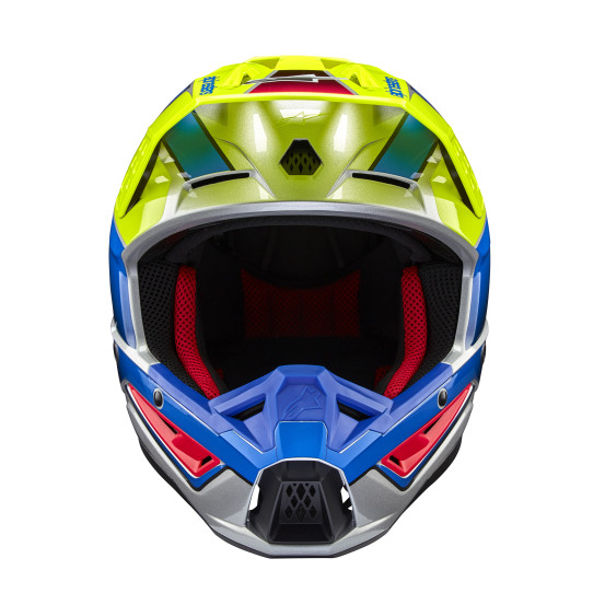 Casque cross Alpinestars S-M5 Sail - Jaune Fluo Enamel Bleu Argent