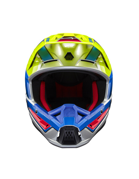 Casque cross Alpinestars S-M5 Sail - Jaune Fluo Enamel Bleu Argent