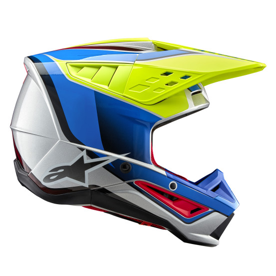 Casque cross Alpinestars S-M5 Sail - Jaune Fluo Enamel Bleu Argent