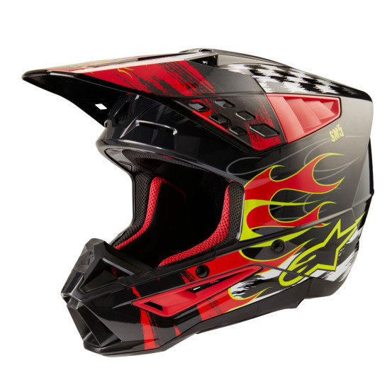 Casque cross Alpinestars S-M5 Rash - Dark Gris Rouge