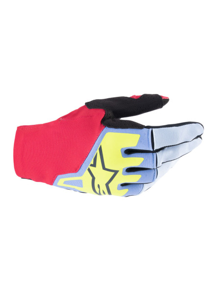 Gants cross Alpinestars 2024 Techstar - Bleu Rouge Berry Noir