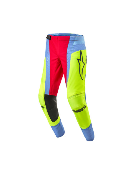 Pantalon cross Alpinestars 2024 Techstar Ocuri - Bleu Jaune Fluo Rouge Berry
