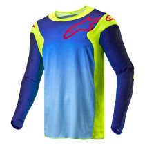 Maillot cross Alpinestars 2024 Racer Hoen - Jaune Fluo Bleu Marine