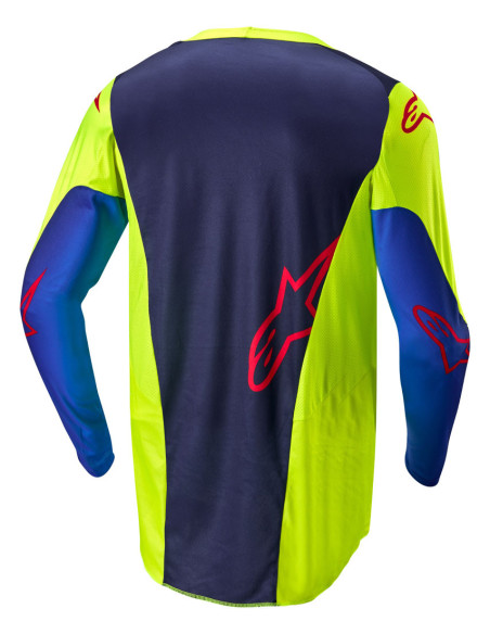 Maillot cross Alpinestars 2024 Racer Hoen - Jaune Fluo Bleu Marine