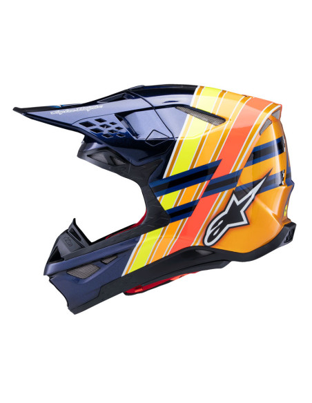 Casque cross Alpinestars S-M10 TLD Edition 25 - Bleu Orange Jaune Fluo Rouge