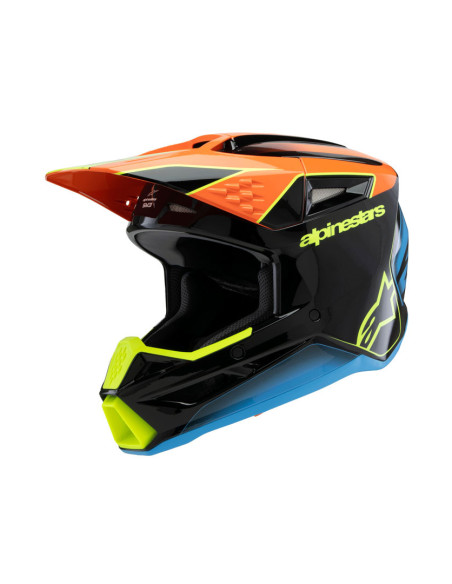 Casque cross enfant Alpinestars S-M3 Fray - Noir Orange Jaune Fluo