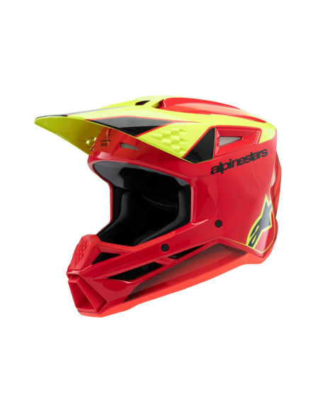 Casque cross enfant Alpinestars S-M3 Fray - Rouge Jaune Fluo Noir