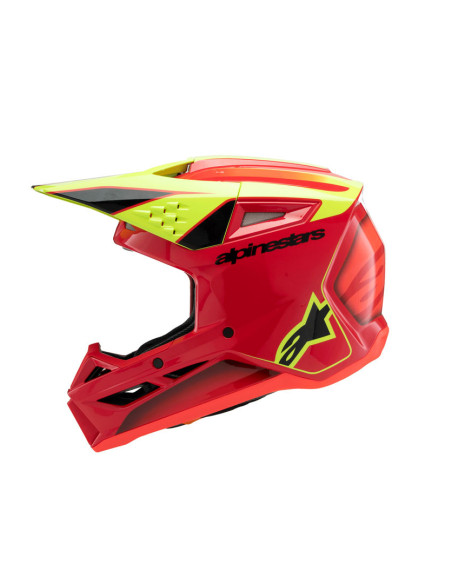 Casque cross enfant Alpinestars S-M3 Fray - Rouge Jaune Fluo Noir